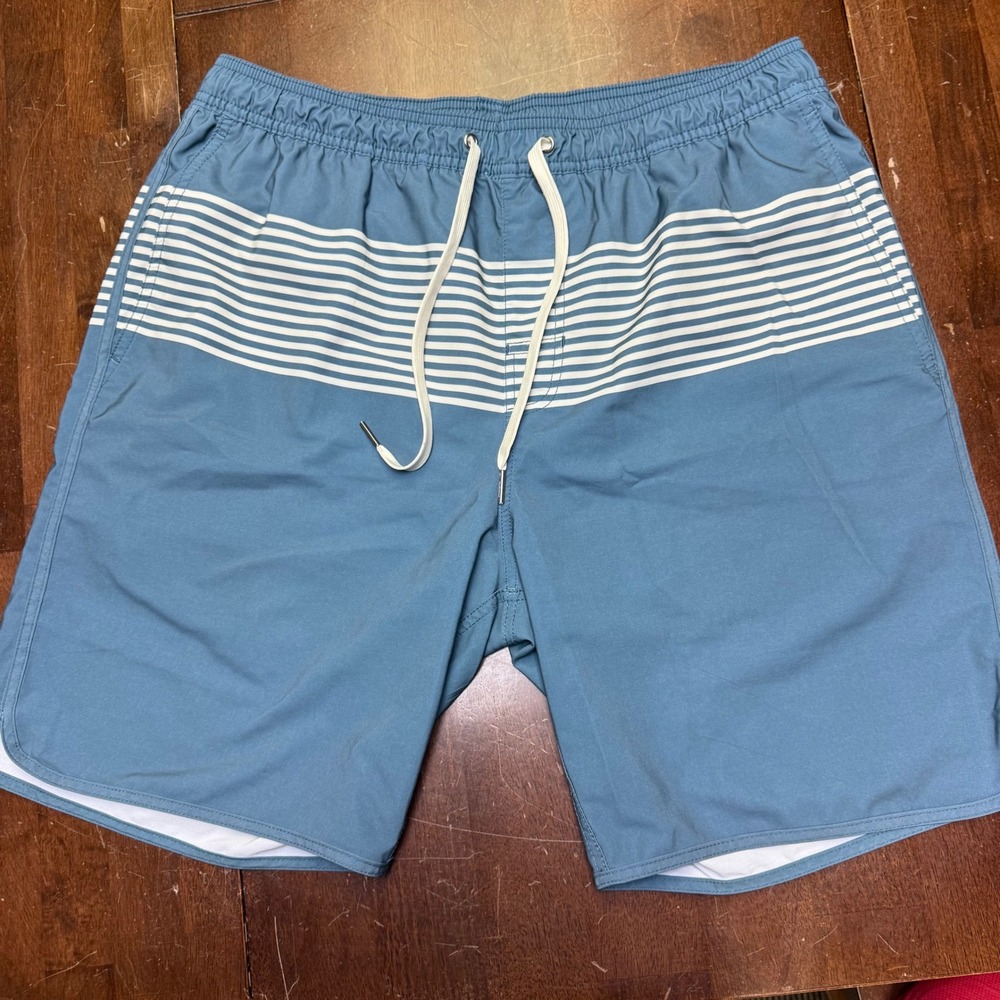 Fair Harbor Swim Trunks Mens XL Blue Striped The Anchor Board Shorts